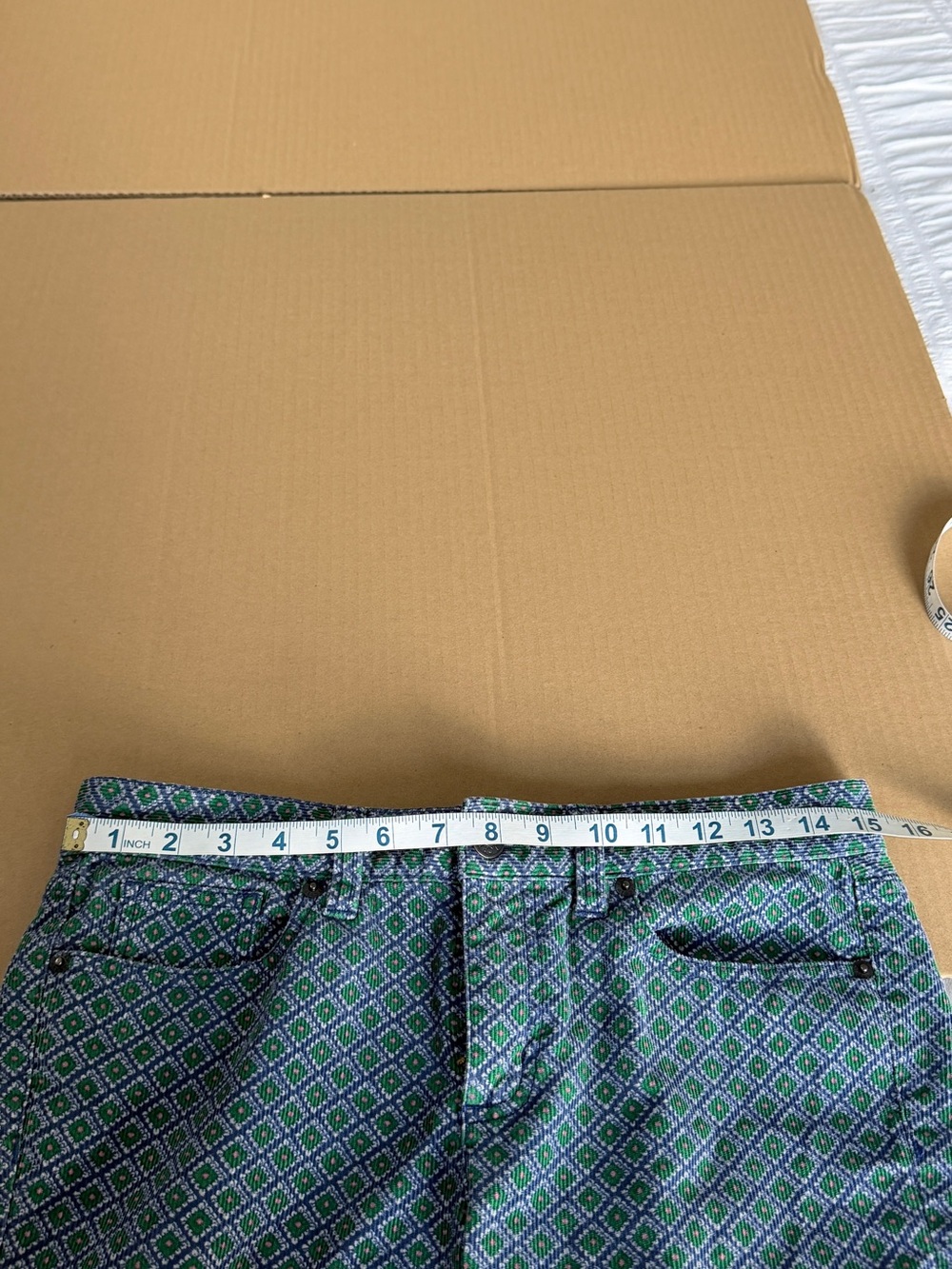 Vintage J.Crew Toothpick Patterned Corduroy Pants Size 28 Green Pink Blue - Picture 5 of 7